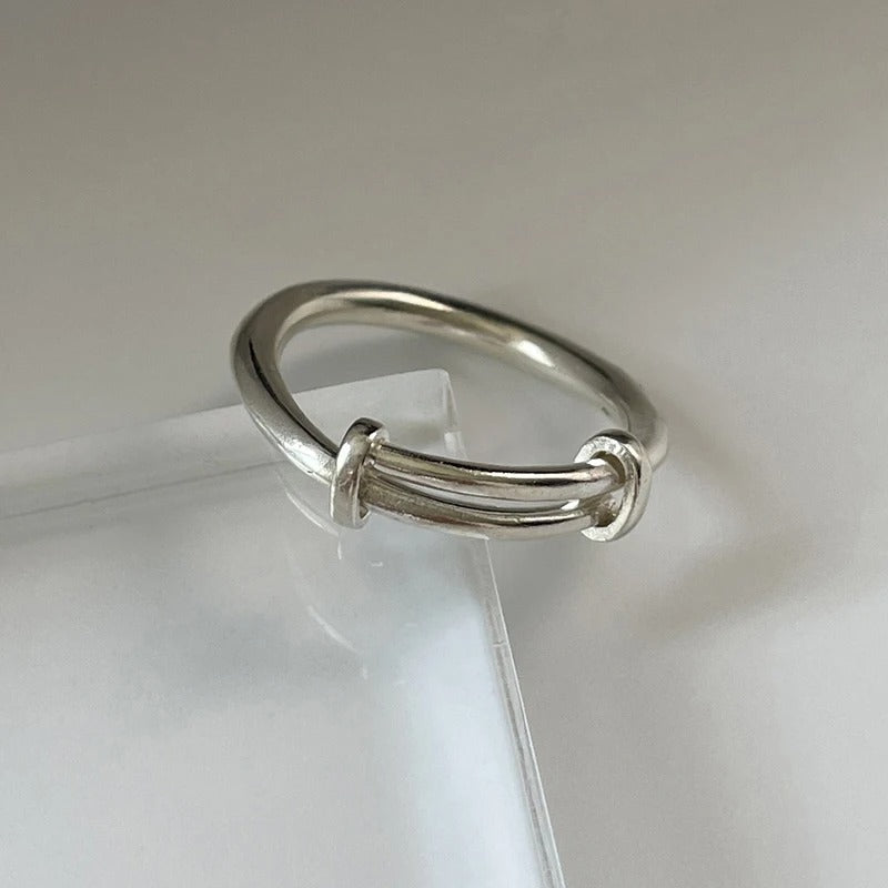 925 Silver Line Adjustable Ring For Women Fine Jewelry Minimalist Accessories