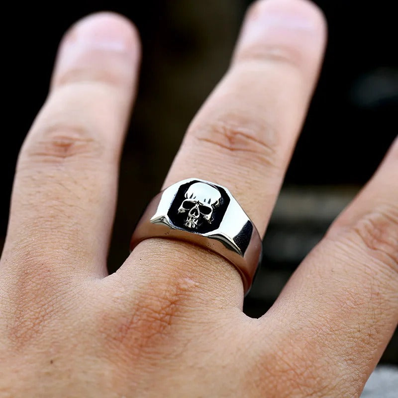 BEIER Skull Skeleton Ring Stainless Steel Gothic Punk Jewelry for Men