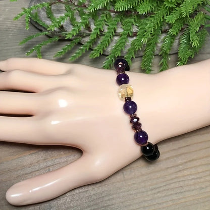 Citrine & Gemstone Healing Bracelet Money, Protection & Stress Relief