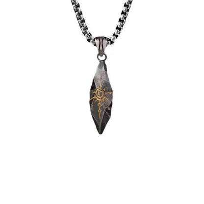 Retro Wishing Stone Men's Necklace Personalized Trendy Cool Meteorite Pendant Jewelry 2025