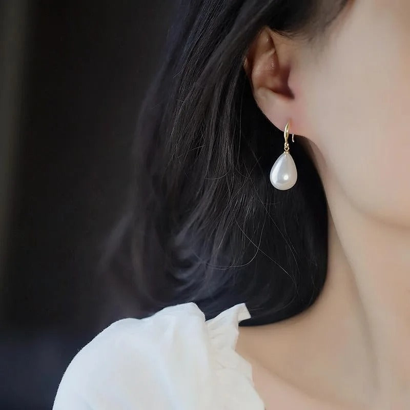 Water Drop Pearl Earrings for Women Elegant Vintage Wedding Jewelry