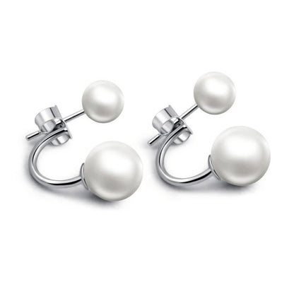 Fashion Double-Sided Earrings Crystal Ball Pearl Ear Drop Jewelry