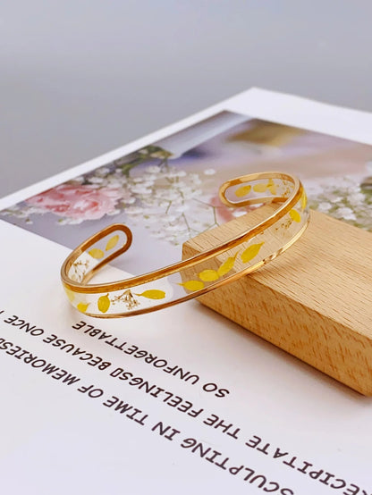 Handmade Resin Bracelet with Real Dried Flowers Women Jewelry
