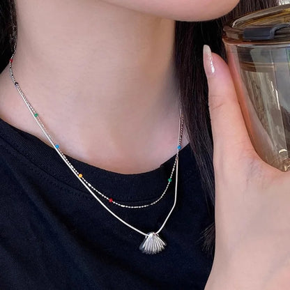 Pure 925 Sterling Silver Rainbow Bean Chain Necklace Women Girls Jewelry