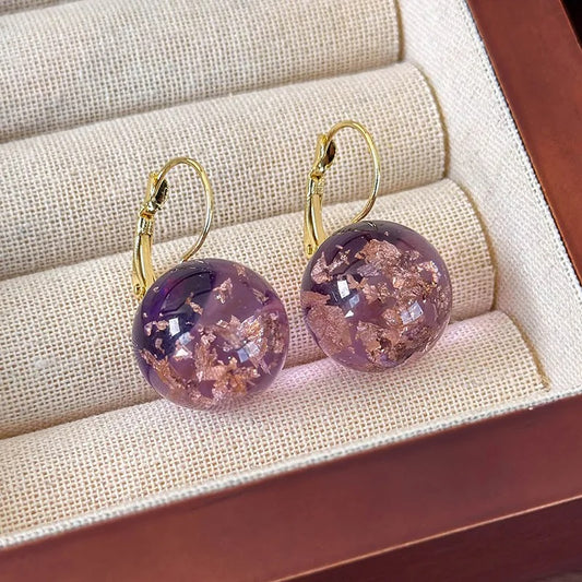 New Vintage Leopard Print Round Ball Earrings for Women French Unique Multicolor Resin Ear Buckles Party Daily Unusual Jewelry