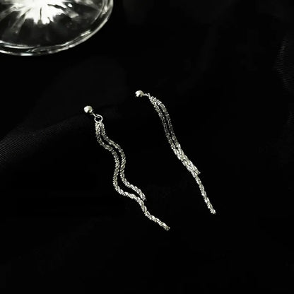 Silver Tassel Long Earrings Women Korean Trendy Dangle Jewelry