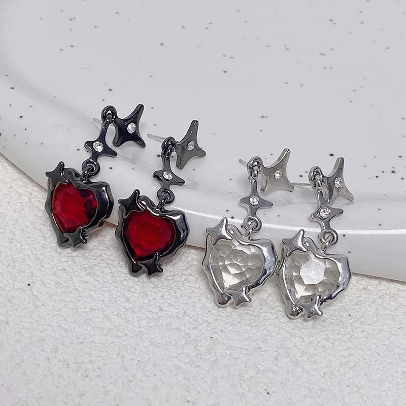 Romantic Heart Earrings for Women Colorful Zircon Accessories