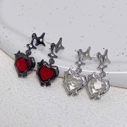 Romantic Heart Earrings for Women Colorful Zircon Accessories