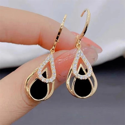Trendy Double-Layer Water Drop Earrings Women Luxury Ear Jewelry