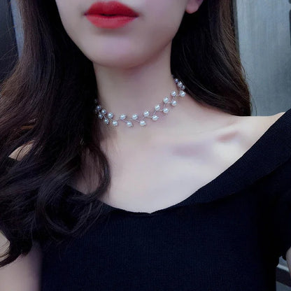 2025 New Arrivals Hot Fashion Black Crystal Necklace Simple Cross Strand Beaded Chokers Necklaces Women Jewelry
