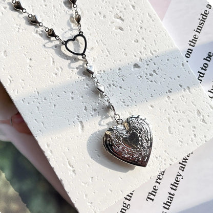 Personalized Heart Locket Necklace for Girls Stainless Steel- Heart Necklace