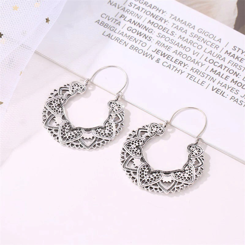 2025 New Antique Gypsy Indian Tribal Ethnic Hoop Dangle Mandala Earrings  For Women Fashion Jewelry