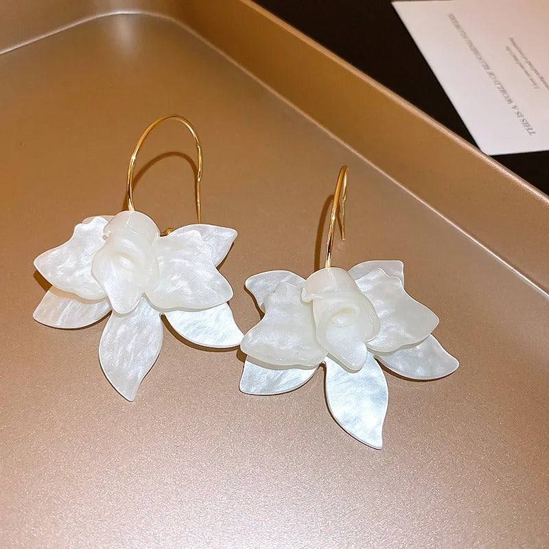 Flower Earrings for Women Retro Design New Drop Earring 2025 New Korean Fashion Floral Female Accessories