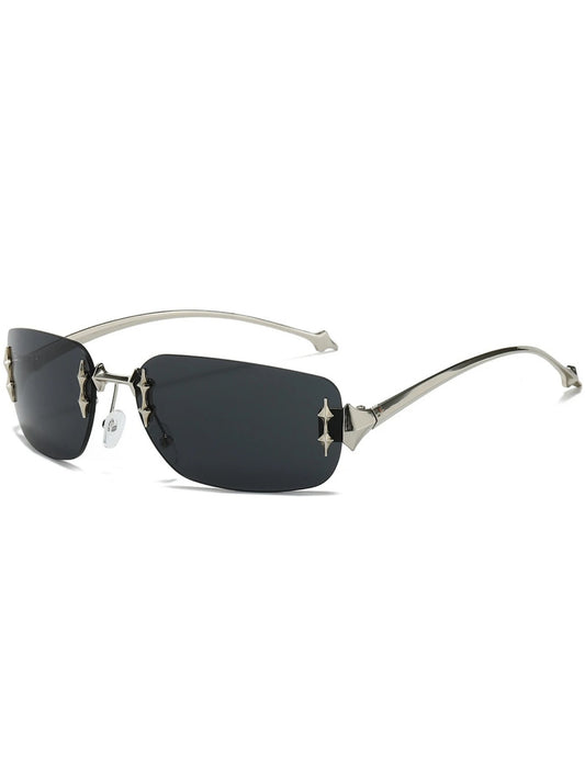 Y2K Demon Rimless Sunglasses with Punk Design