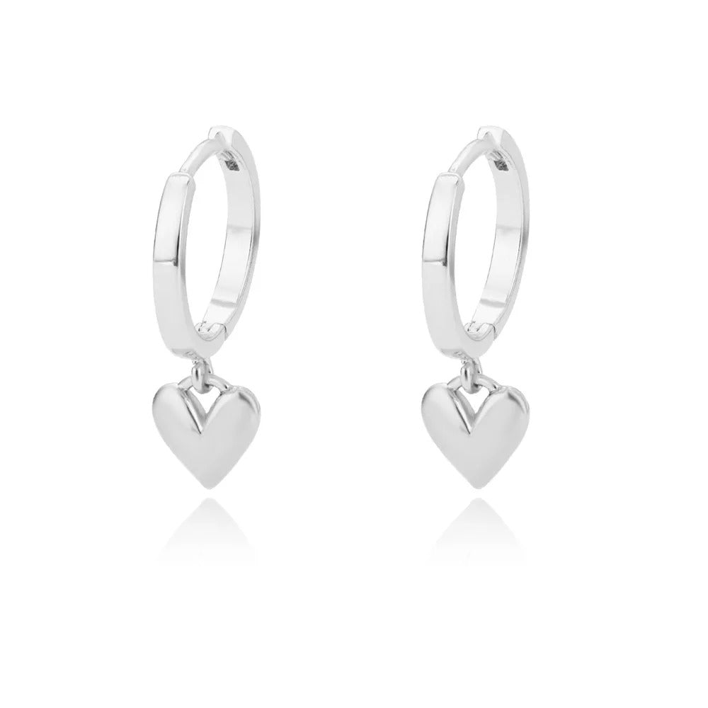 Hollow Zircon Heart Earrings Gold Stainless Steel Jewelry for Women
