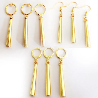 3PCS Gold Geometric Non-Pierced Earrings Women Hip Hop Jewelry