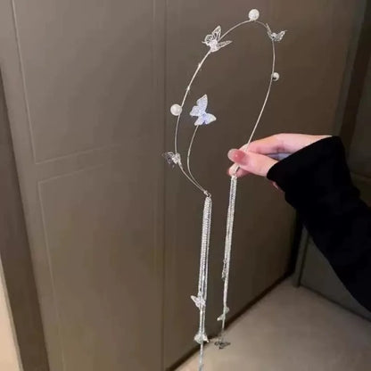 Handmade Pearl Rhinestone Butterfly Headband for Women