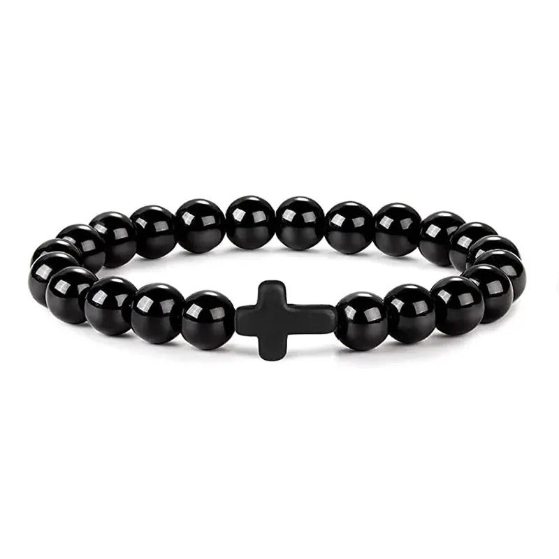Natural Stone Wood Bead Rosary Bracelet for Women Jewelry