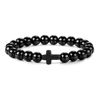 Natural Stone Wood Bead Rosary Bracelet for Women Jewelry