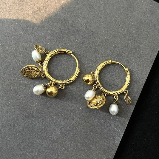 925 Silver Pearl Hoop Earrings Minimalist Vintage Jewelry