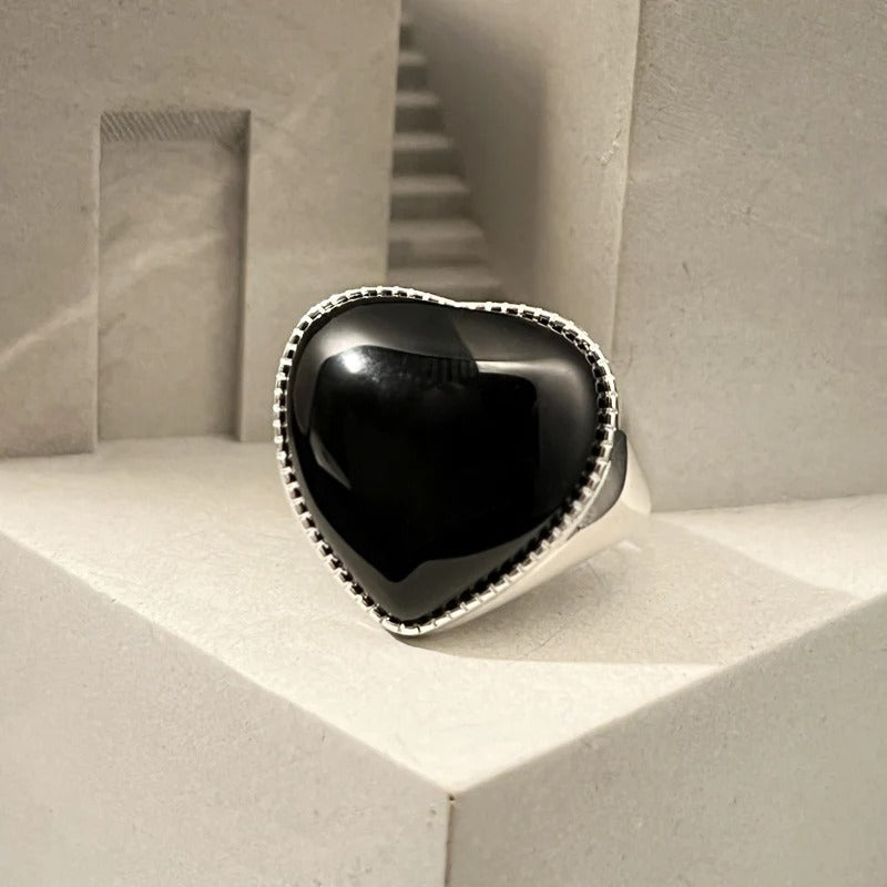 Black Heart Geometric Ring Women’s Couple Fashion Jewelry