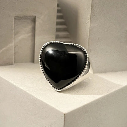 Black Heart Geometric Ring Women’s Couple Fashion Jewelry