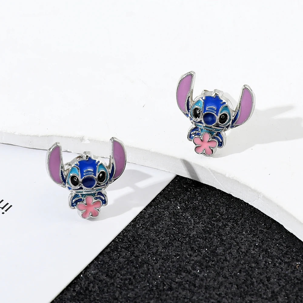 1 Pair Cartoon Stitch Earrings Cute Delicate Jewelry for Girls