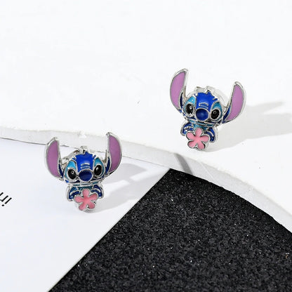 1 Pair Cartoon Stitch Earrings Cute Delicate Jewelry for Girls