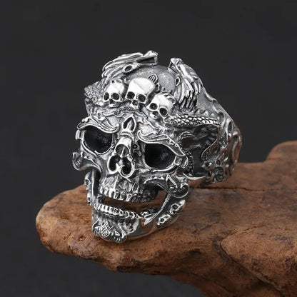 Hot sale rock gothic punk jewelry ring male personality domineering men's ring vintage distressed skull trendy ring
