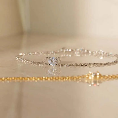 Gold Zircon Double Layer Bracelet for Women Thin Chain Charm Jewelry