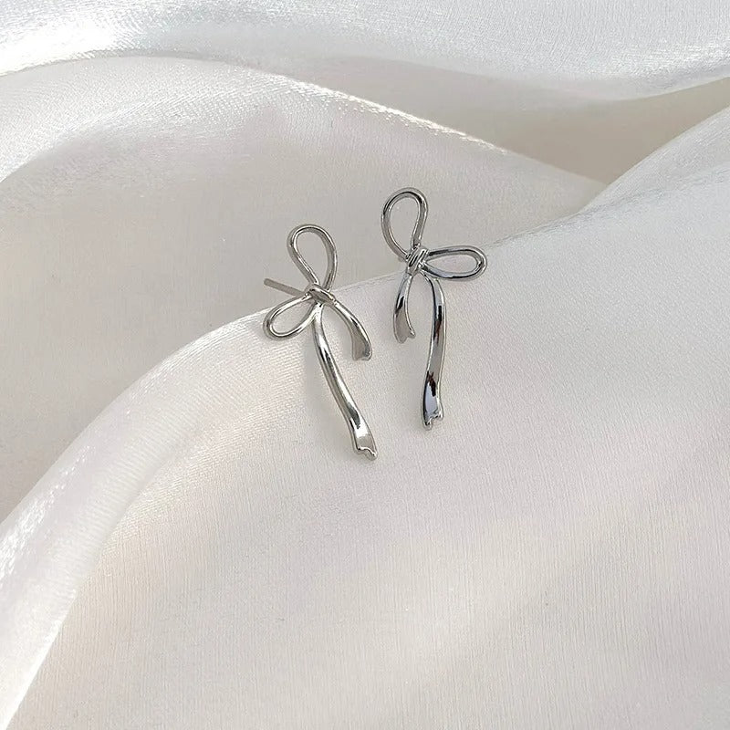 Gold Plated Bow Earrings For Women Stud Nail Fashion Cute Jewelry Piercing Ear Accessories  Gift
