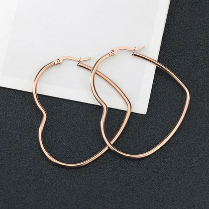 Big Heart Hoop Earrings Gold Stainless Steel Women’s Jewelry
