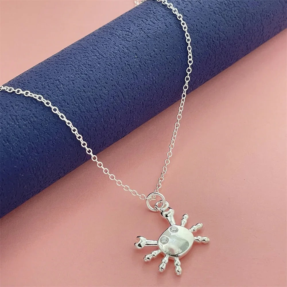 Elegant Silver Crab Pendant Necklace for Women & Couples
