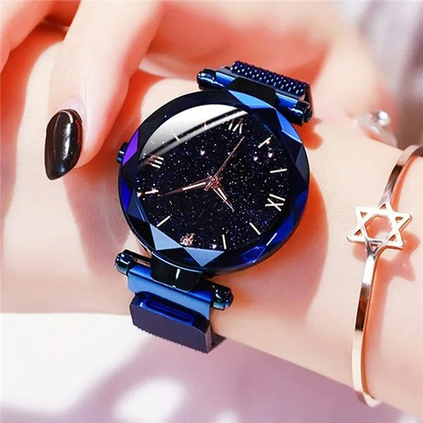 Starry Sky Magnetic Mesh Watch for Women Elegant Dress Wristwatch