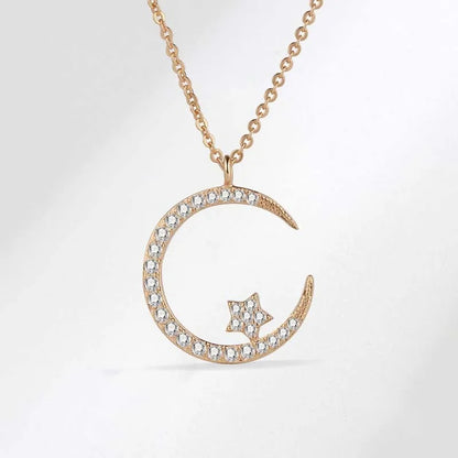 Elegant Star & Moon Necklace Wedding Jewelry for Women