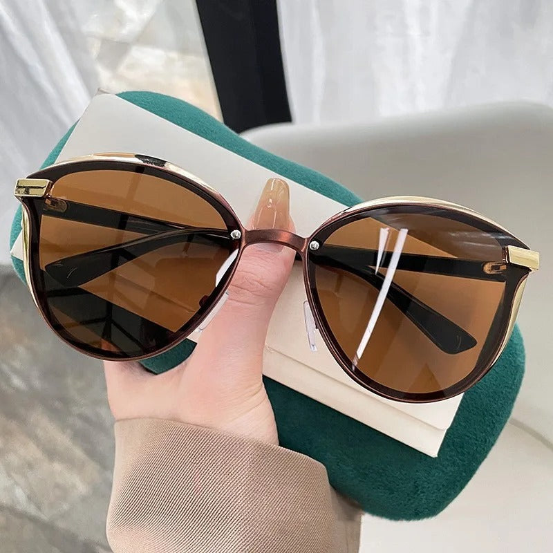 Fashion Classic Polarized Cat Eye Sunglasses for Women Luxury UV400 Round Eyewear
