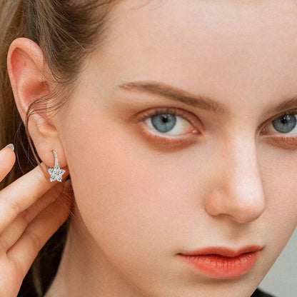 S925 Sterling Silver Diamond Earrings Women Girls Sparkly Hoop Jewelry