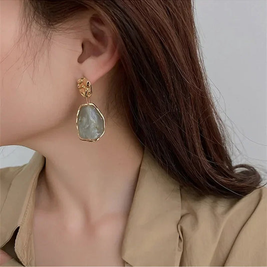 Fashion Pendant Earrings Trend Vintage Geometry Earrings for Women 2025 Korean Jewelry Acrylic Accessories Party Gift