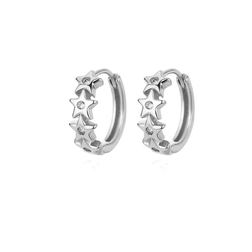Mini Zircon Star Hoop Earrings Women Gold Plated Stainless Steel