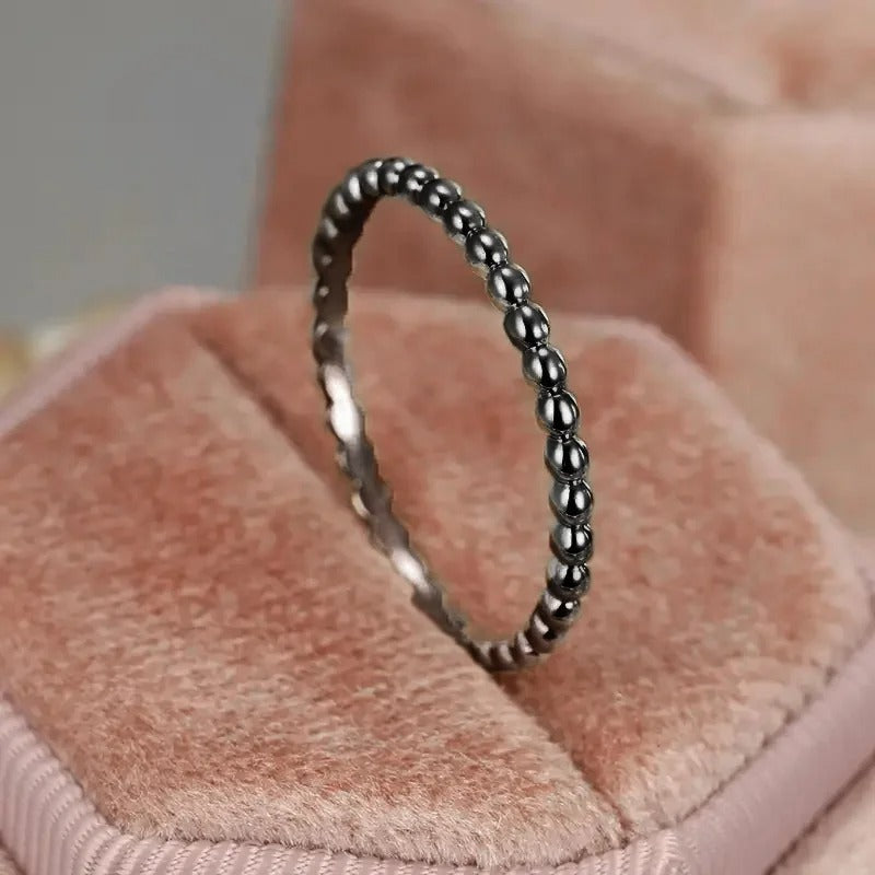 Minimalist Rings for Women Beads Band Design Exquisite Finger-rings Everyday Female Accessory Statement Jewelry