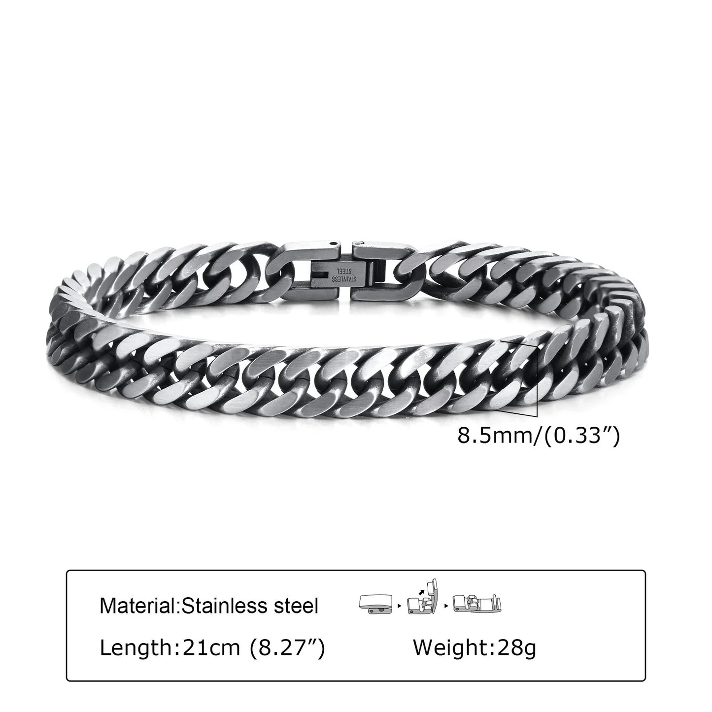 Vnox Chunky Cuban Chain Bracelet Vintage Stainless Steel Men’s Jewelry