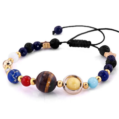 Cosmic Solar System Bracelet Hand-Woven Planet Beads for Women
