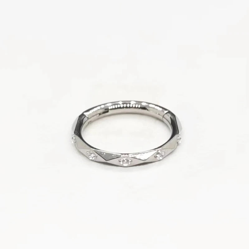 G23 Titanium Zircon Clicker Hoop 16G Nose Septum Helix Jewelry