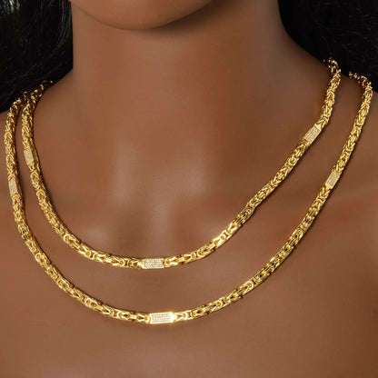 Snake Chain 18K Gold Color Plated Necklace Bridal Wedding Accessories Trend Fashion Birthday Gift for Wife