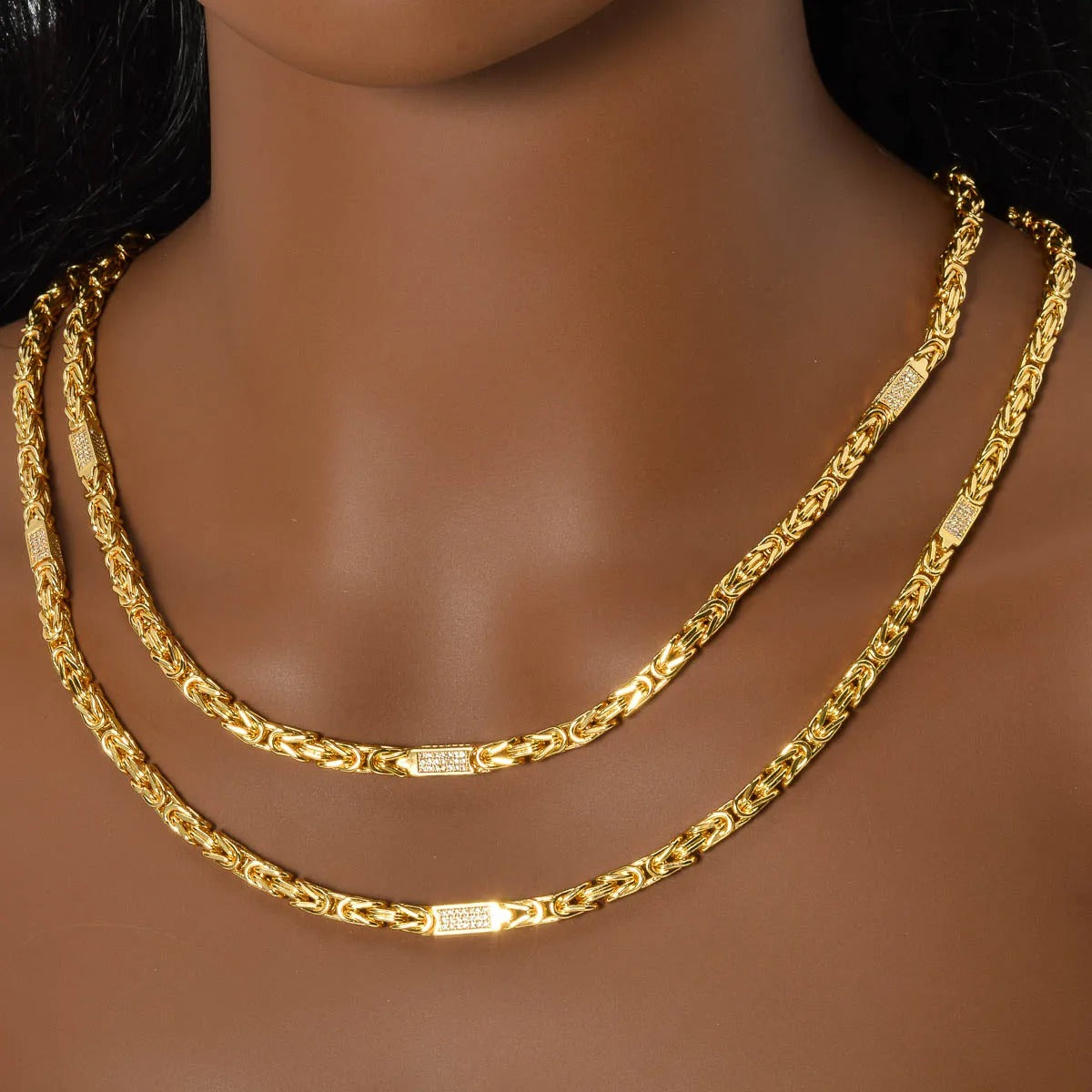 Snake Chain 18K Gold Color Plated Necklace Bridal Wedding Accessories Trend Fashion Birthday Gift for Wife