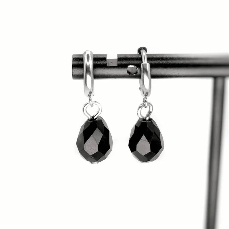 Red & Black Gem Dangle Earrings Women Gothic Crystal Jewelry