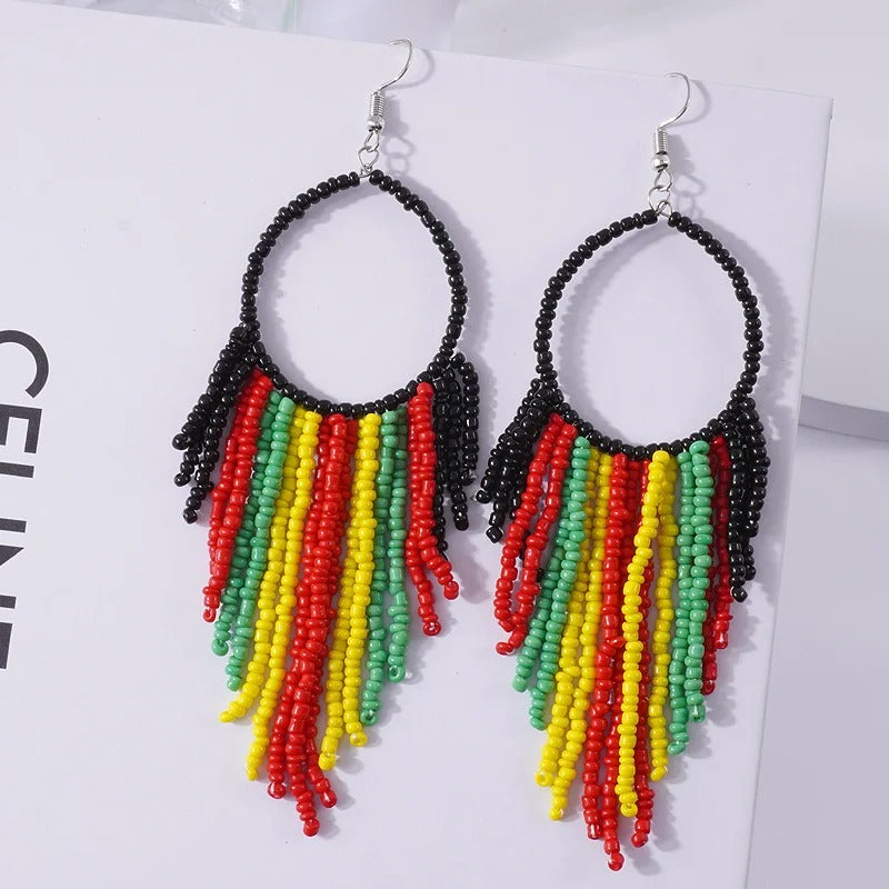 Ethnic Beads Long Earrings Fashion Statement Jewelry