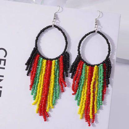 Ethnic Beads Long Earrings Fashion Statement Jewelry
