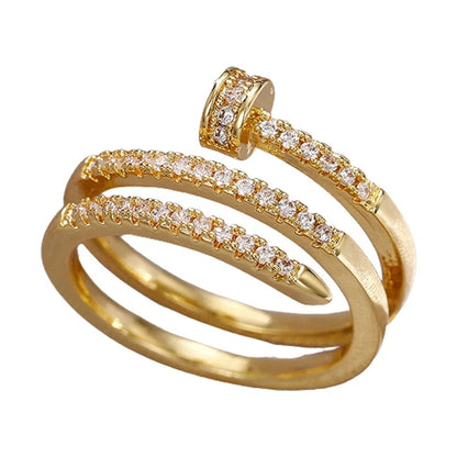 Delicate Multilayer Adjustable Rings Gold Crystal Wedding Jewelry