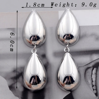 Chunky Water Droplet Dangle Earrings Vintage European Style
